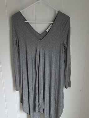 Emerald Gray V-Neck Long Sleeve Tunic